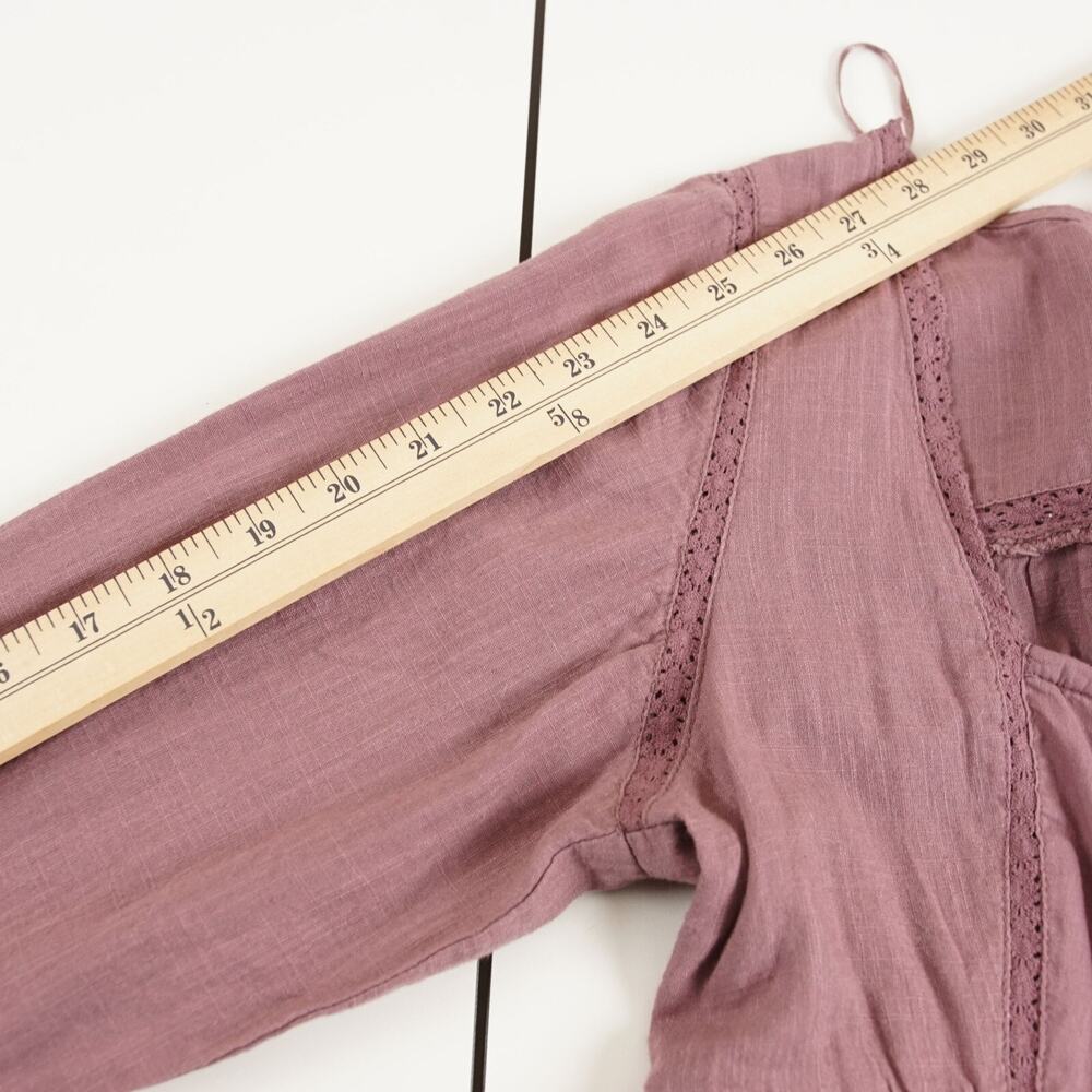 New Free People Joi Blouse Pink Roan Rouge Long Sleeve Crop Top Womens Sz XS - Picture 6 of 8